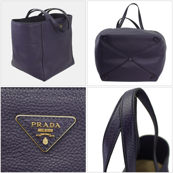 Prada Soft Bag Leather Purple Tote - Picture 1 of 3